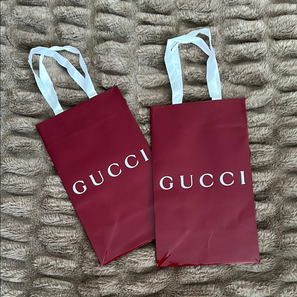 Gucci Gift Bags with white ribbon handles (set of 2) never used